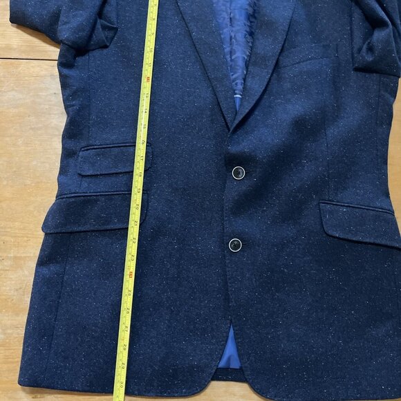 Joseph Abboud 42L Wool Navy Sport Coat Blazer Jacket Solid With Fleck Of White - Picture 7 of 12